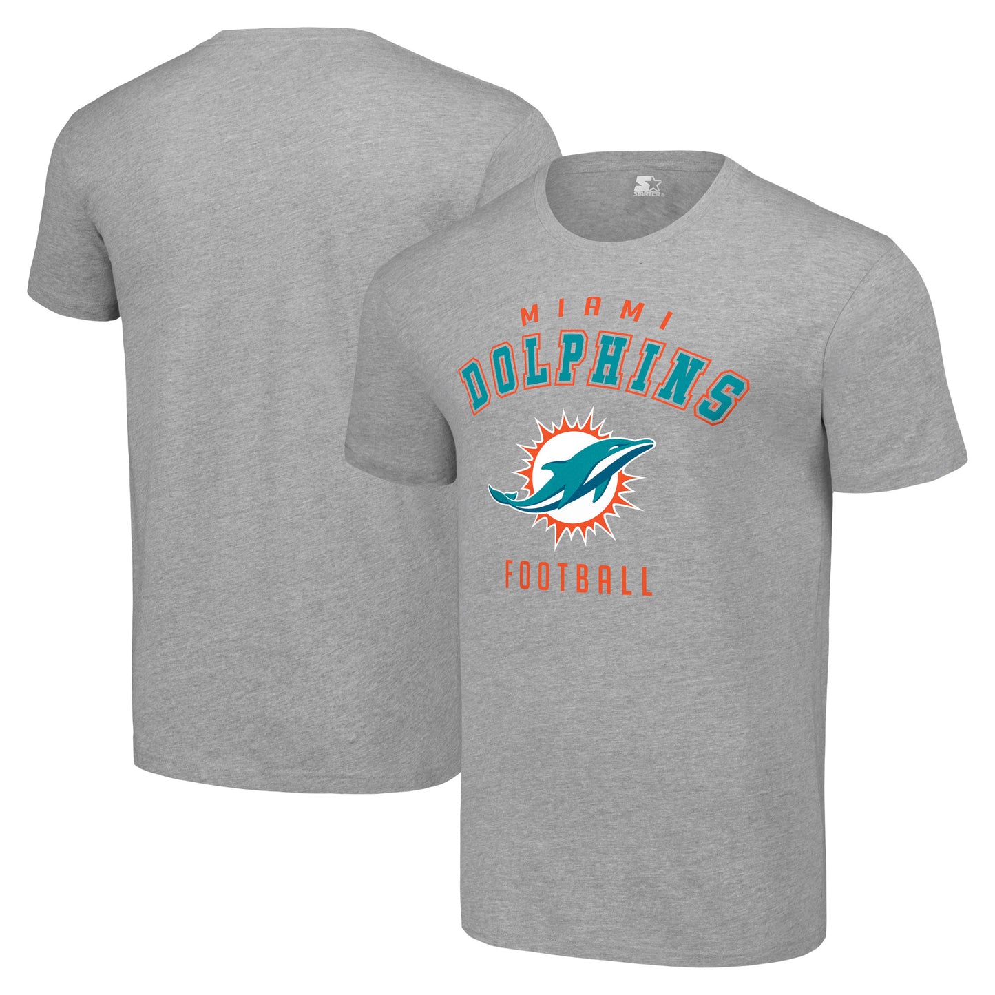 Men's Starter Heather Gray Miami Dolphins Logo T-Shirt