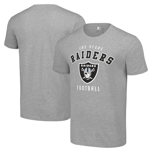 Men's Starter Heather Gray Las Vegas Raiders Logo T-Shirt