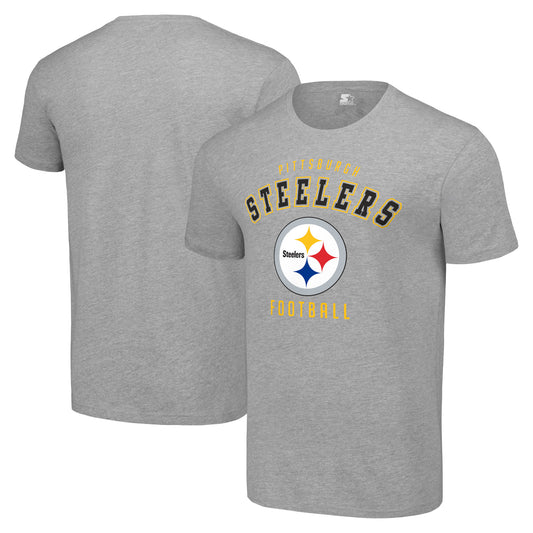 Men's Starter Heather Gray Pittsburgh Steelers Logo T-Shirt