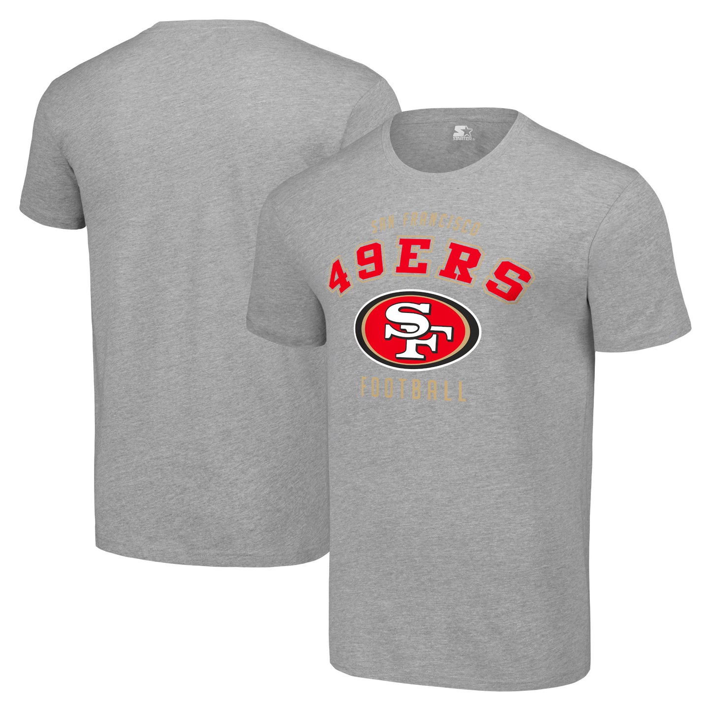 Men's Starter Heather Gray San Francisco 49ers Logo T-Shirt