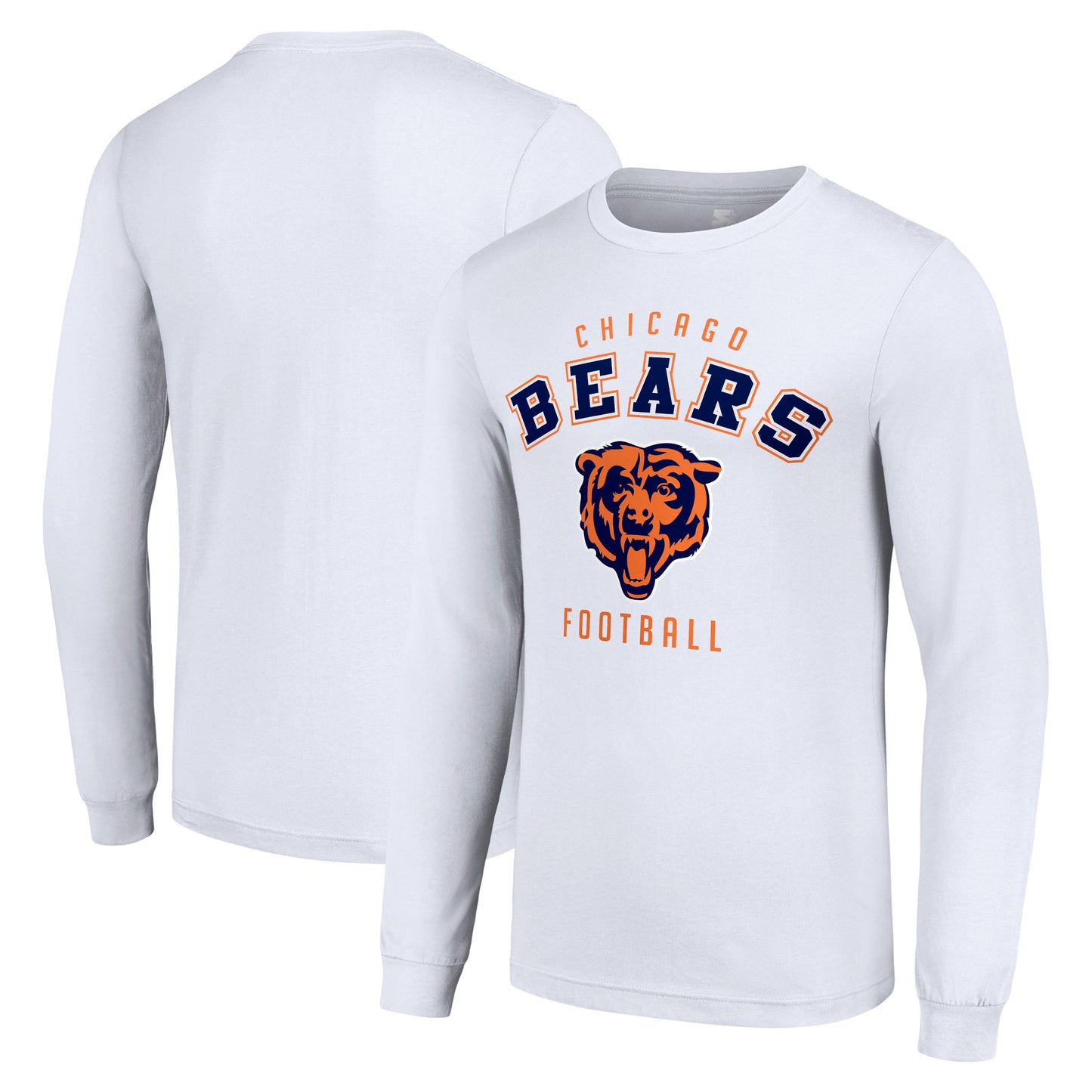 Men's Starter White Chicago Bears Long Sleeve T-Shirt