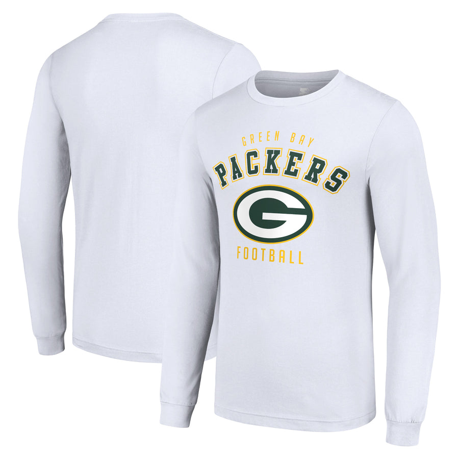 Men's Starter White Green Bay Packers Long Sleeve T-Shirt