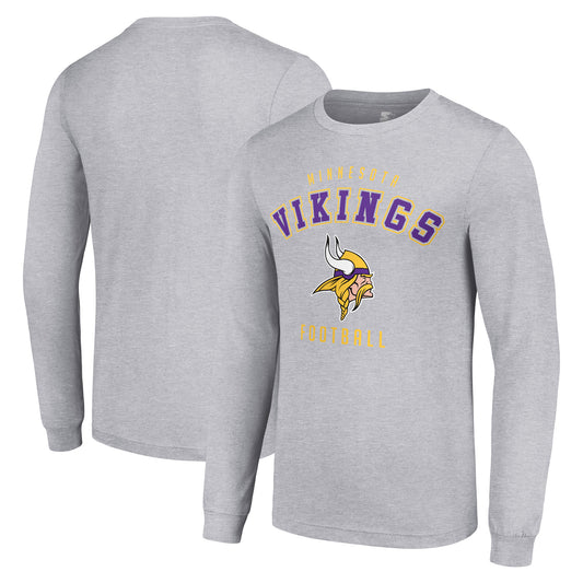 Men's Starter Heather Gray Minnesota Vikings Long Sleeve T-Shirt