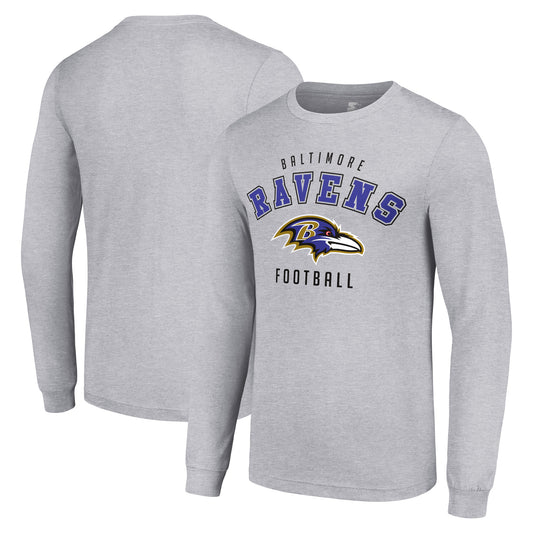 Men's Starter Heather Gray Baltimore Ravens Long Sleeve T-Shirt