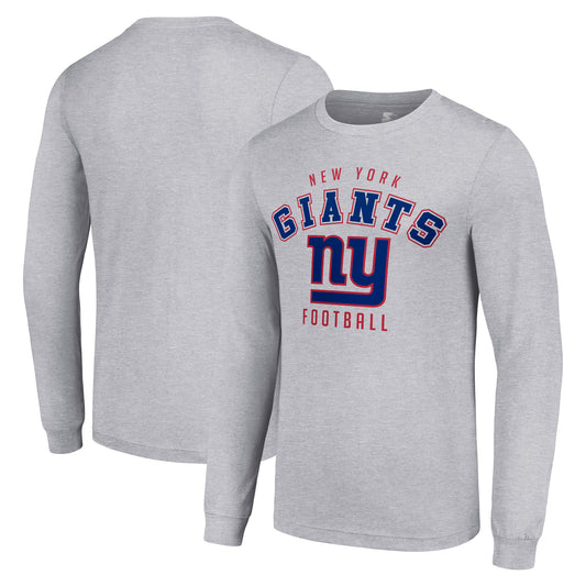 Men's Starter Heather Gray New York Giants Long Sleeve T-Shirt