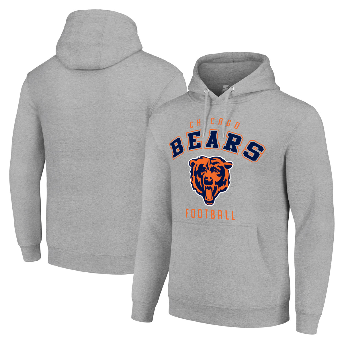 Unisex Starter Heather Gray Chicago Bears Logo Pullover Hoodie