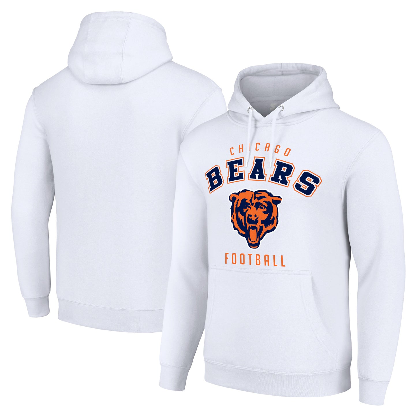 Unisex Starter White Chicago Bears Logo Pullover Hoodie