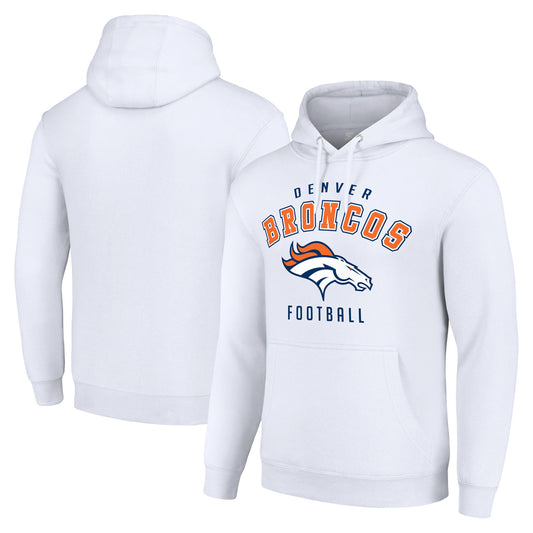 Unisex Starter White Denver Broncos Logo Pullover Hoodie