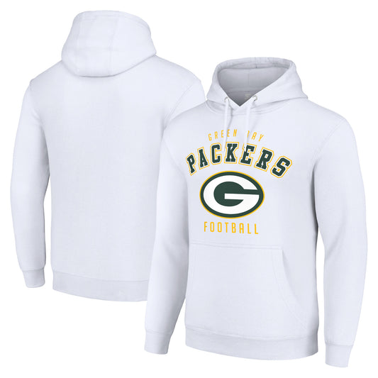 Unisex Starter White Green Bay Packers Logo Pullover Hoodie