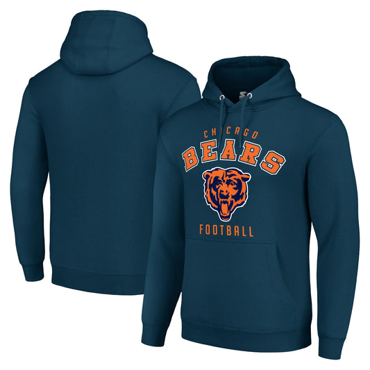 Unisex Starter Navy Chicago Bears Logo Pullover Hoodie