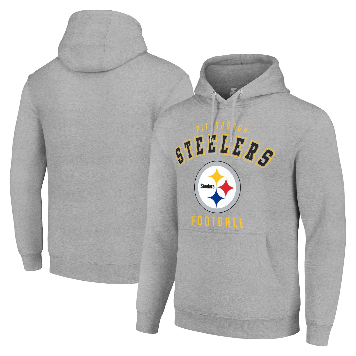 Unisex Starter Heather Gray Pittsburgh Steelers Logo Pullover Hoodie