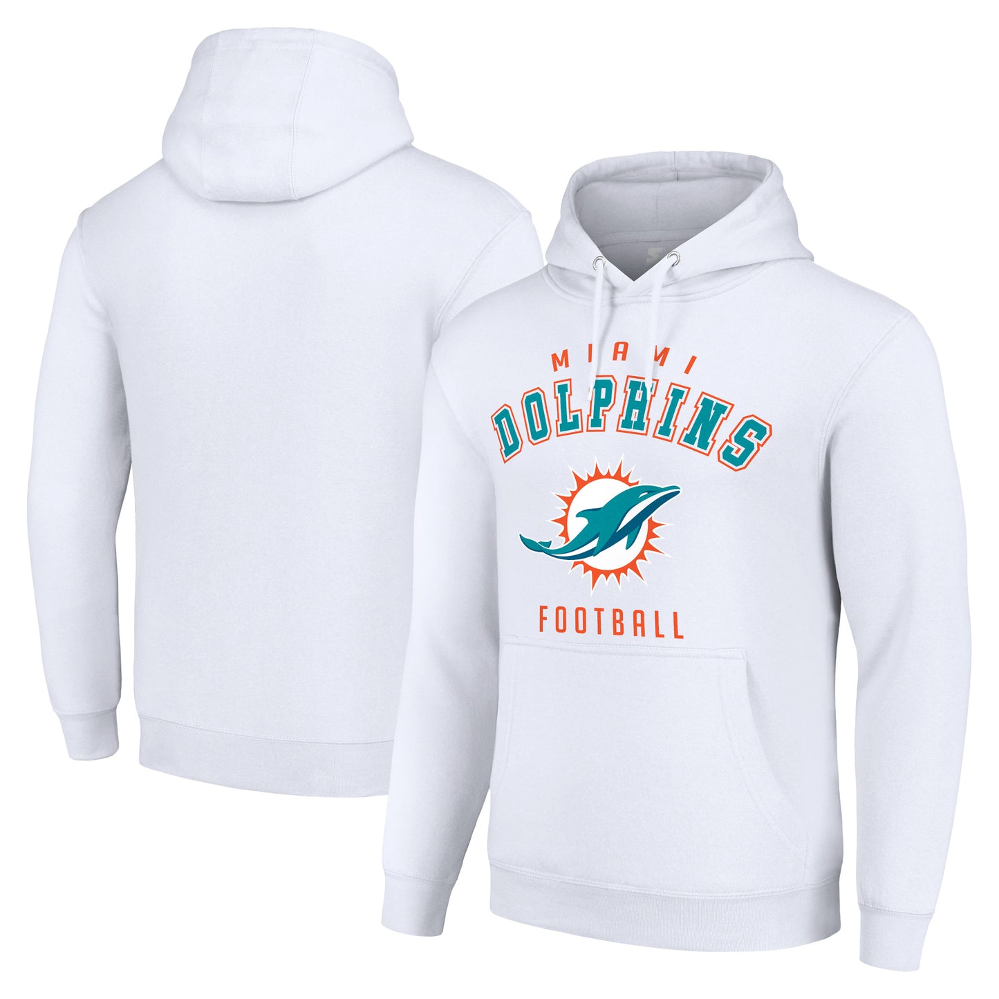 Unisex Starter White Miami Dolphins Logo Pullover Hoodie