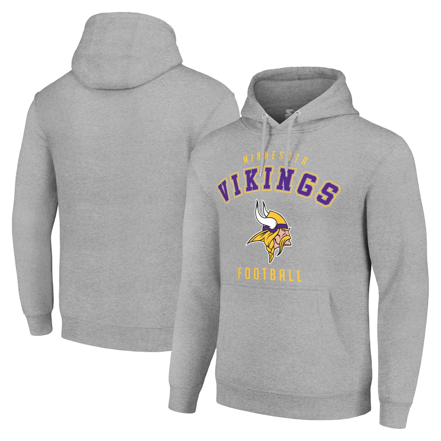 Unisex Starter Heather Gray Minnesota Vikings Logo Pullover Hoodie