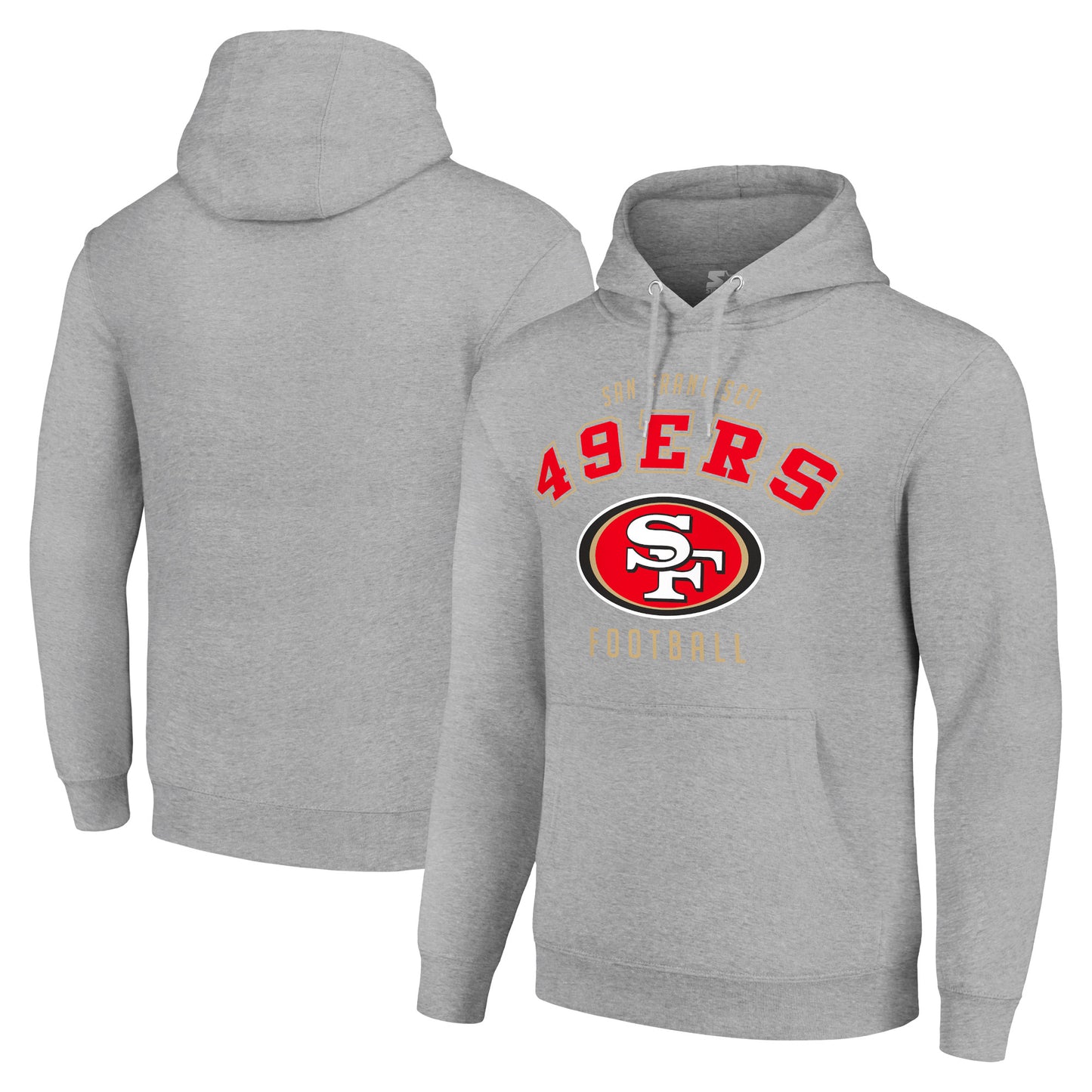 Unisex Starter Heather Gray San Francisco 49ers Logo Pullover Hoodie