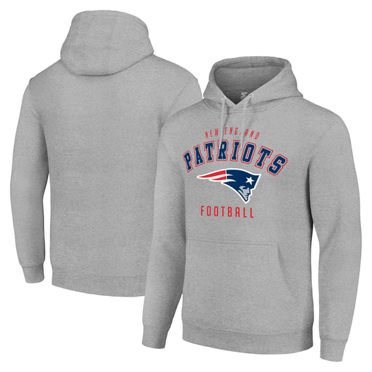 Unisex Starter Heather Gray New England Patriots Logo Pullover Hoodie