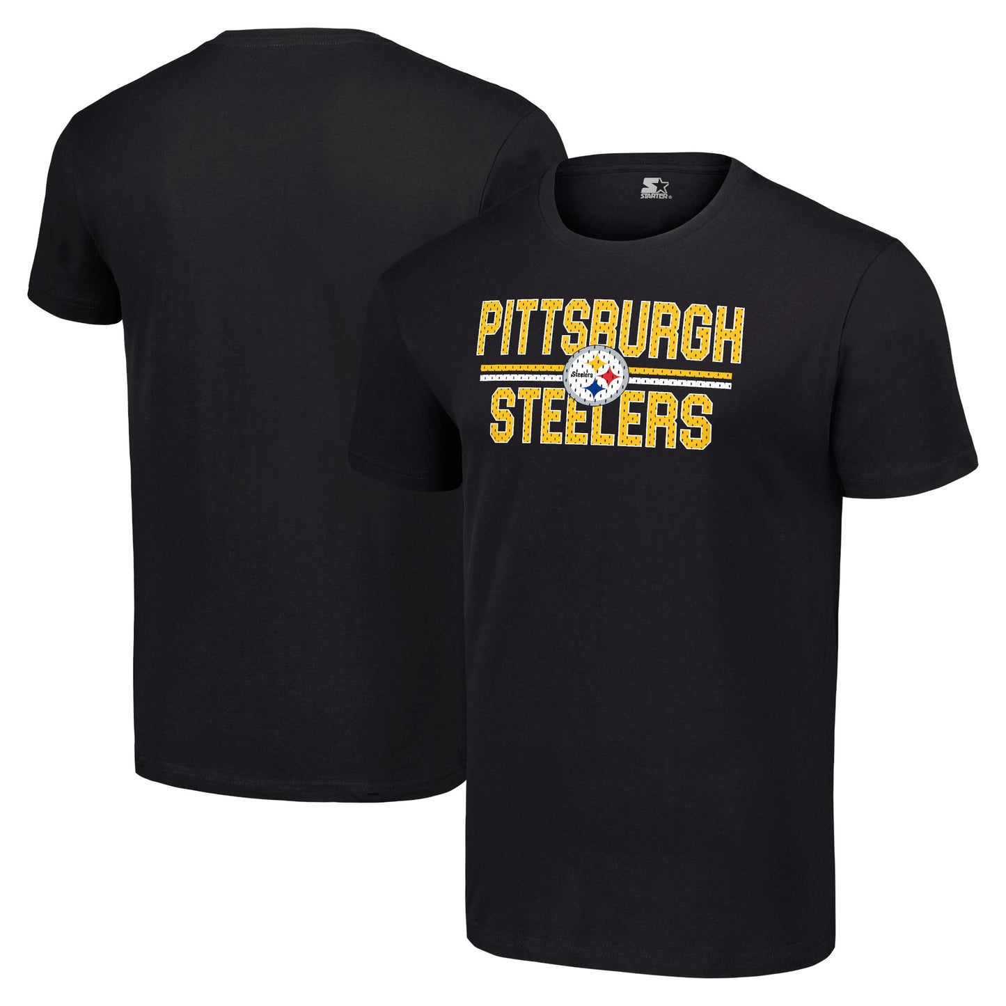 Men's Starter Black Pittsburgh Steelers Team Mesh Print Graphic T-Shirt