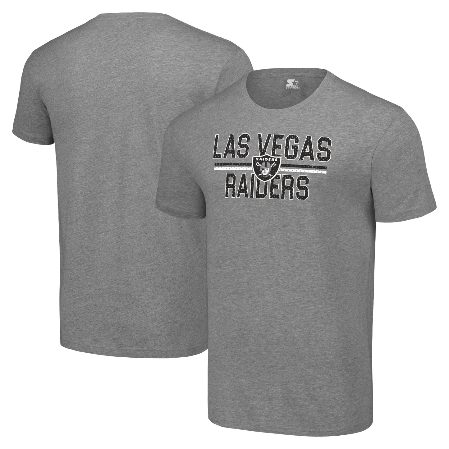 Men's Starter Heather Gray Las Vegas Raiders Team Mesh Print Graphic T-Shirt