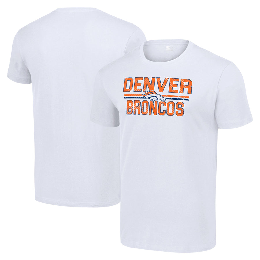 Men's Starter White Denver Broncos Team Mesh Print Graphic T-Shirt