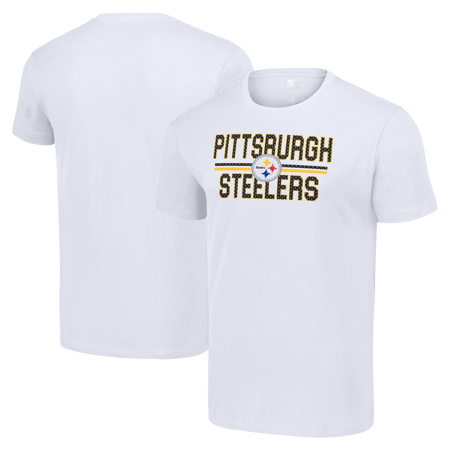 Men's Starter White Pittsburgh Steelers Team Mesh Print Graphic T-Shirt