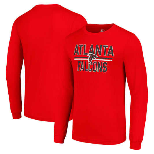 Men's Starter Red Atlanta Falcons Team Mesh Print Graphic Long Sleeve T-Shirt