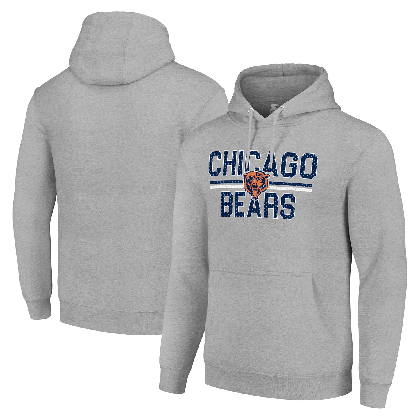 Unisex Starter Heather Gray Chicago Bears Mesh Team Graphic Tri-Blend Pullover Hoodie