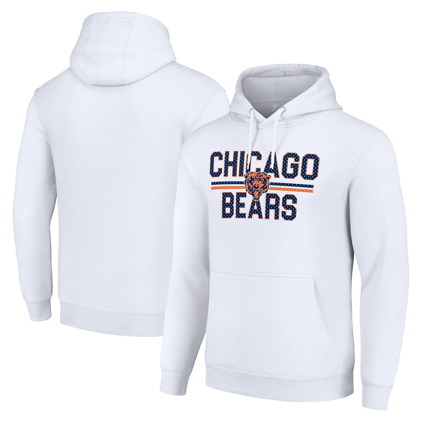 Unisex Starter White Chicago Bears Mesh Team Graphic Tri-Blend Pullover Hoodie