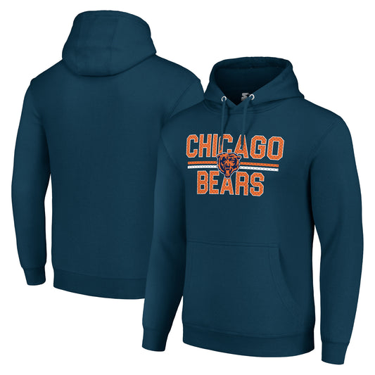 Unisex Starter Navy Chicago Bears Mesh Team Graphic Tri-Blend Pullover Hoodie