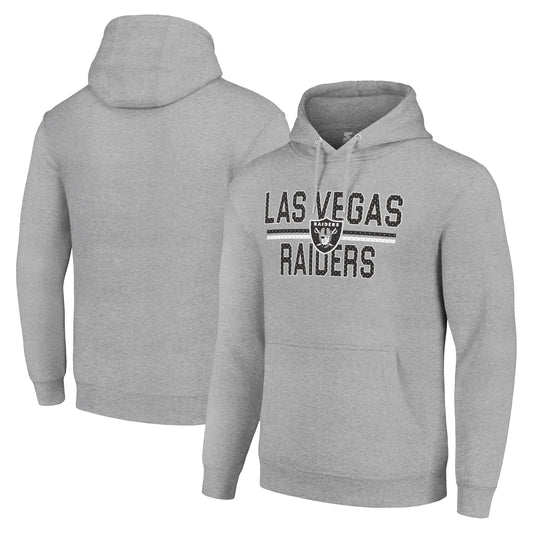 Unisex Starter Heather Gray Las Vegas Raiders Mesh Team Graphic Tri-Blend Pullover Hoodie