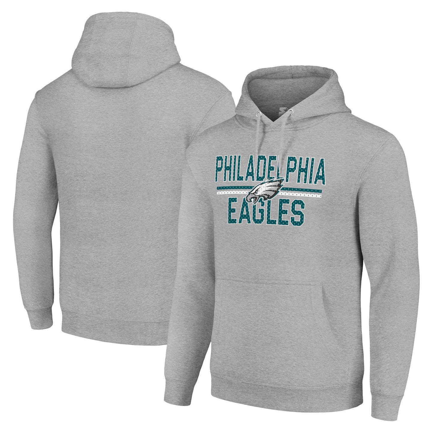 Unisex Starter Heather Gray Philadelphia Eagles Mesh Team Graphic Tri-Blend Pullover Hoodie