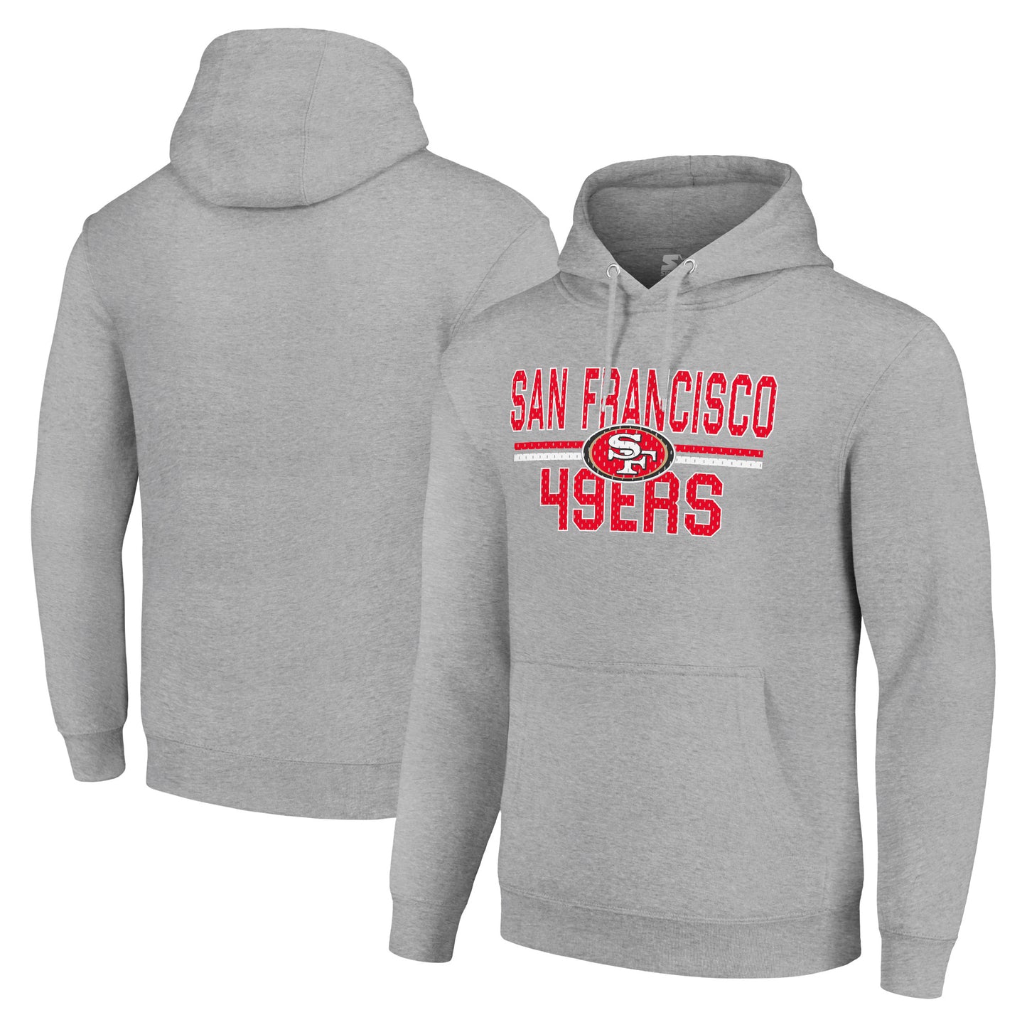 Unisex Starter Heather Gray San Francisco 49ers Mesh Team Graphic Tri-Blend Pullover Hoodie