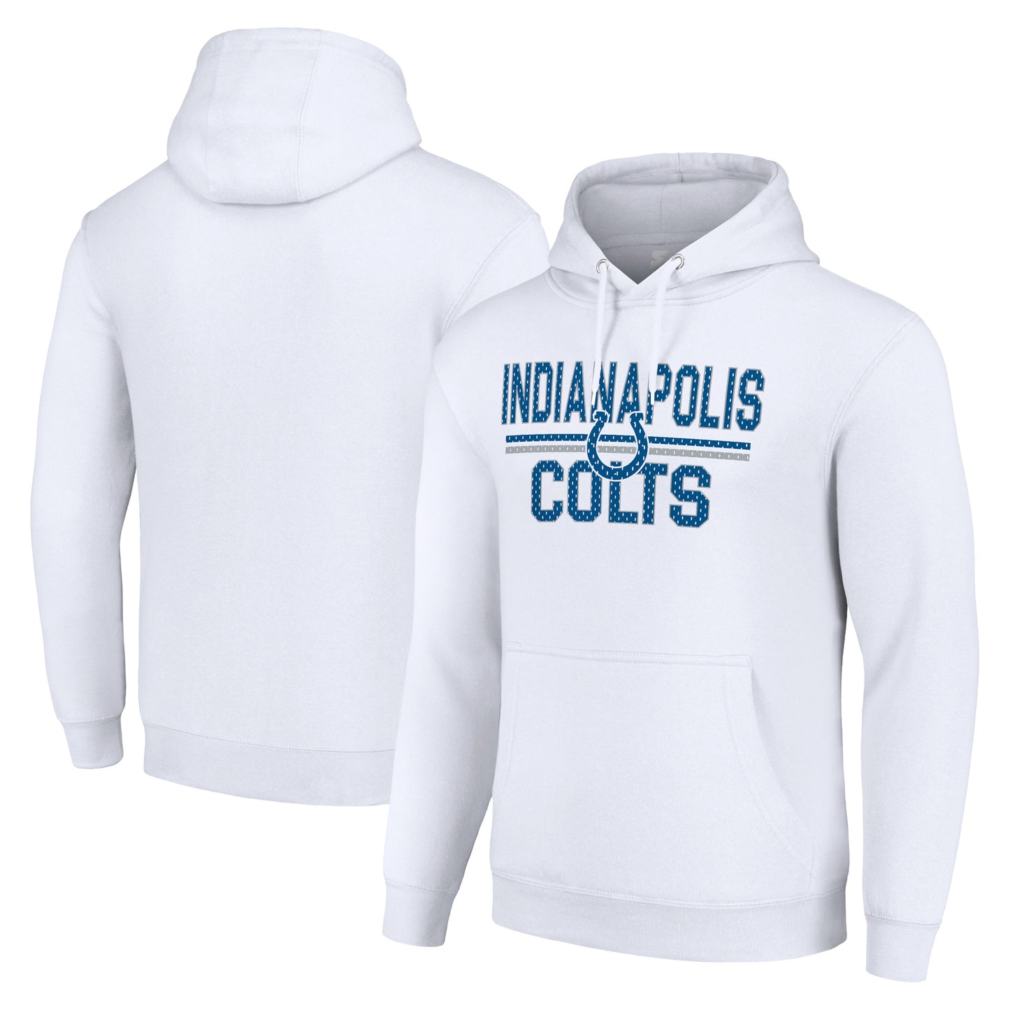 Unisex Starter White Indianapolis Colts Mesh Team Graphic Tri-Blend Pullover Hoodie