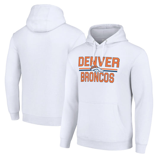 Unisex Starter White Denver Broncos Mesh Team Graphic Tri-Blend Pullover Hoodie