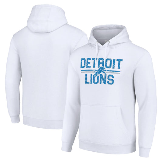 Unisex Starter White Detroit Lions Mesh Team Graphic Tri-Blend Pullover Hoodie