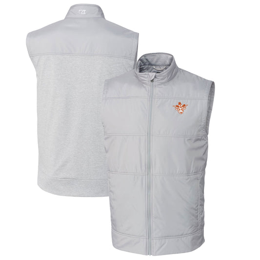 Men's Cutter & Buck Gray Texas Longhorns Big & Tall Stealth Hybrid Quilted Full-Zip DryTec Windbreaker Vest