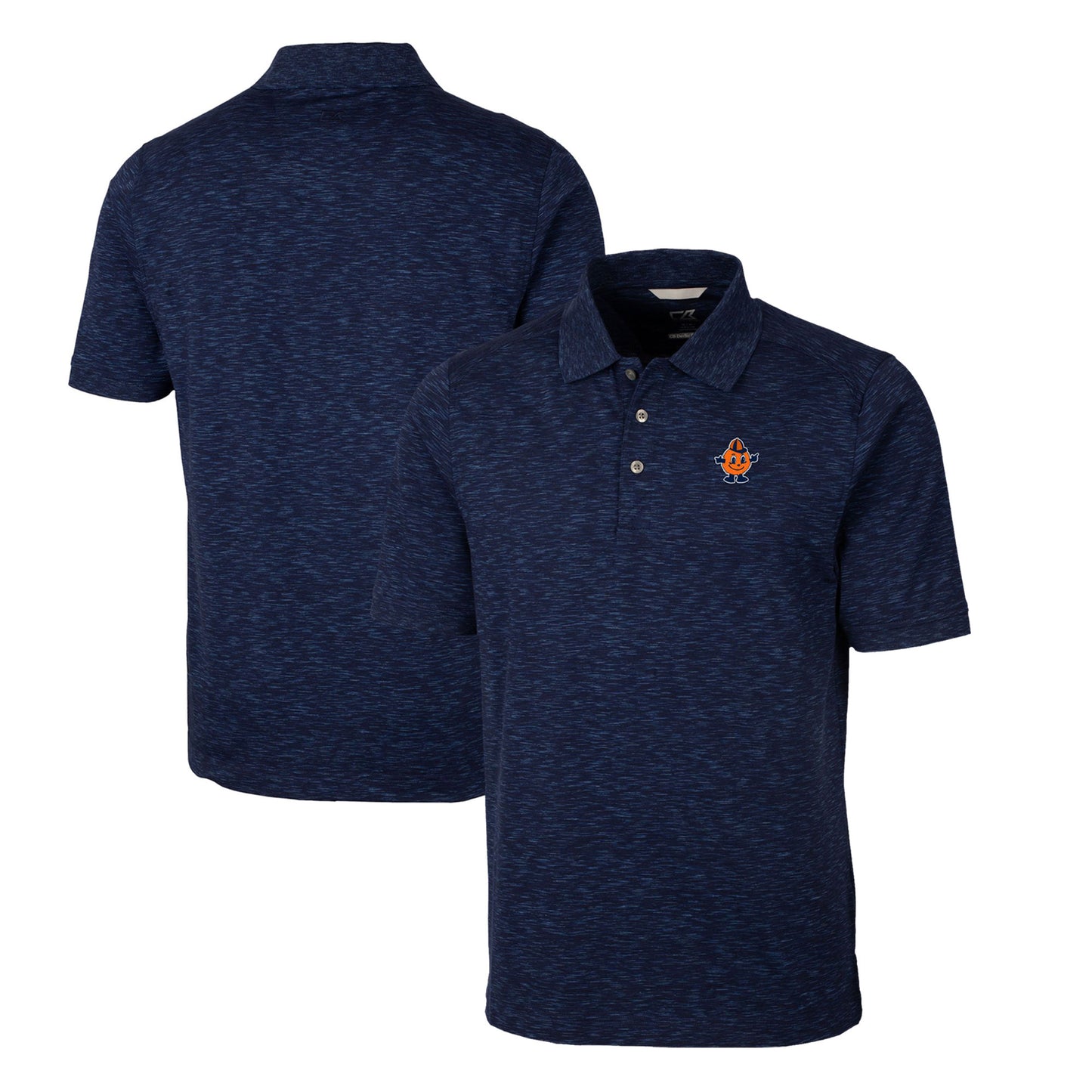 Men's Cutter & Buck Navy Syracuse Orange Big & Tall Advantage Tri-Blend Space Dye DryTec Polo