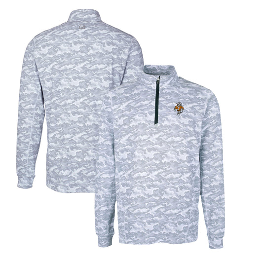 Men's Cutter & Buck Charcoal Tennessee Volunteers Big & Tall Traverse Camo Print Stretch Quarter-Zip DryTec Top