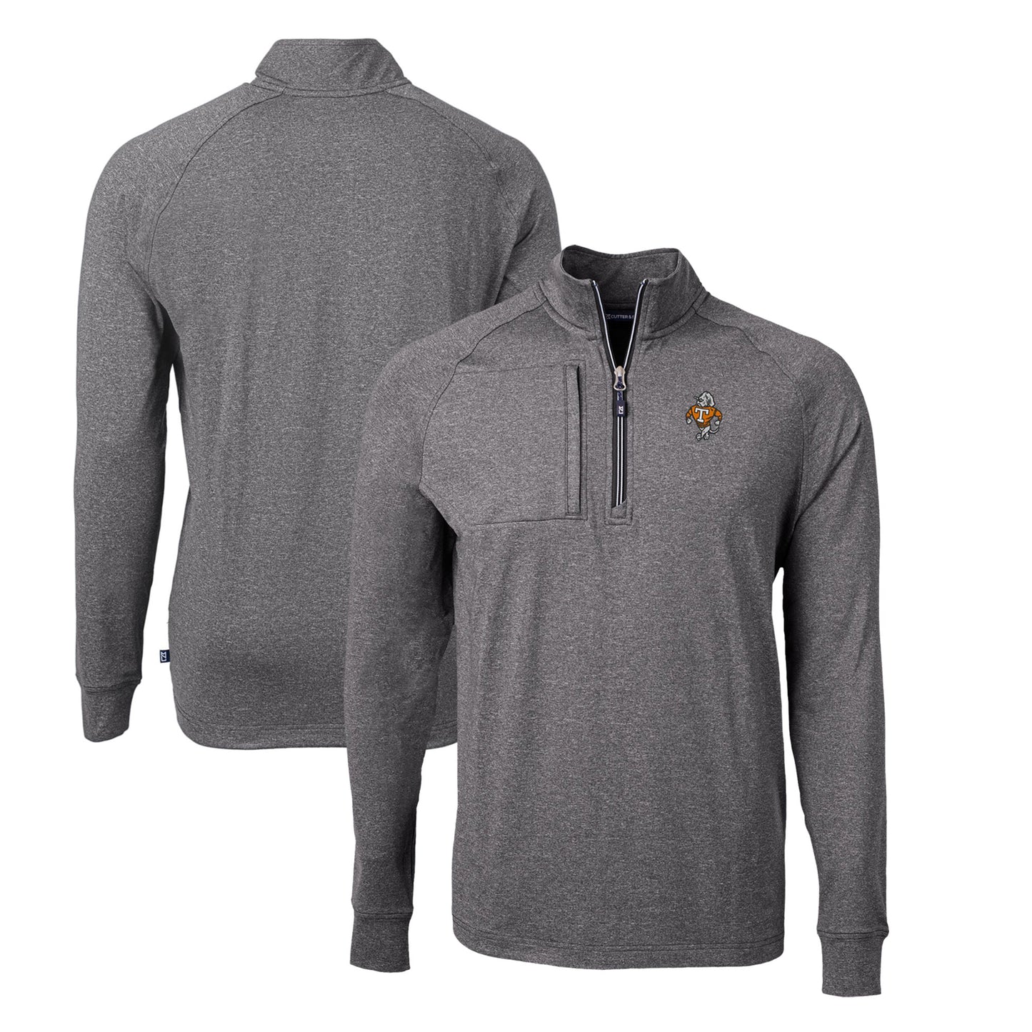 Men's Cutter & Buck Heather Black Tennessee Volunteers Big & Tall Adapt Eco Knit Heather Quarter-Zip Top