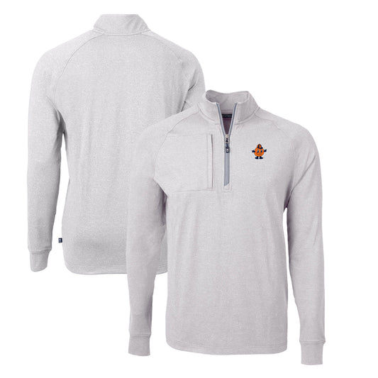 Men's Cutter & Buck Heather Gray Syracuse Orange Big & Tall Adapt Eco Knit Heather Quarter-Zip Top