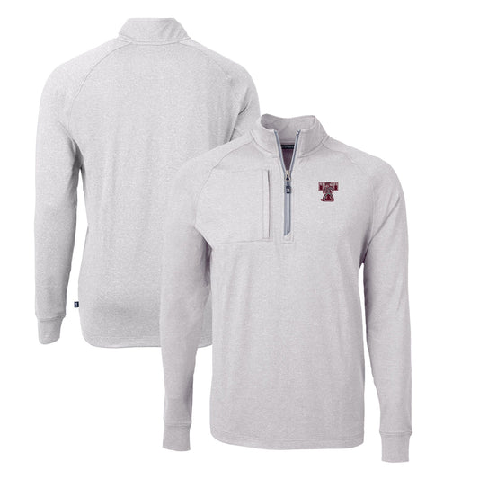 Men's Cutter & Buck Heather Gray Texas A&M Aggies Big & Tall Adapt Eco Knit Heather Quarter-Zip Top