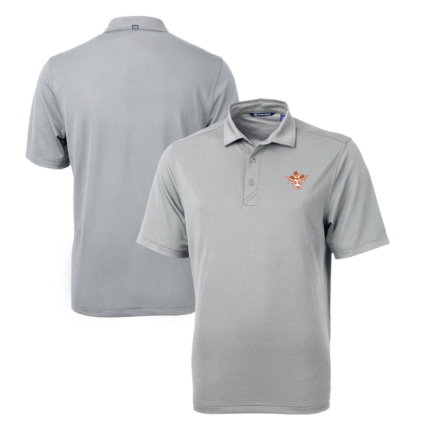 Men's Cutter & Buck Gray Texas Longhorns Big & Tall Virtue Eco Pique Recycled DryTec Polo