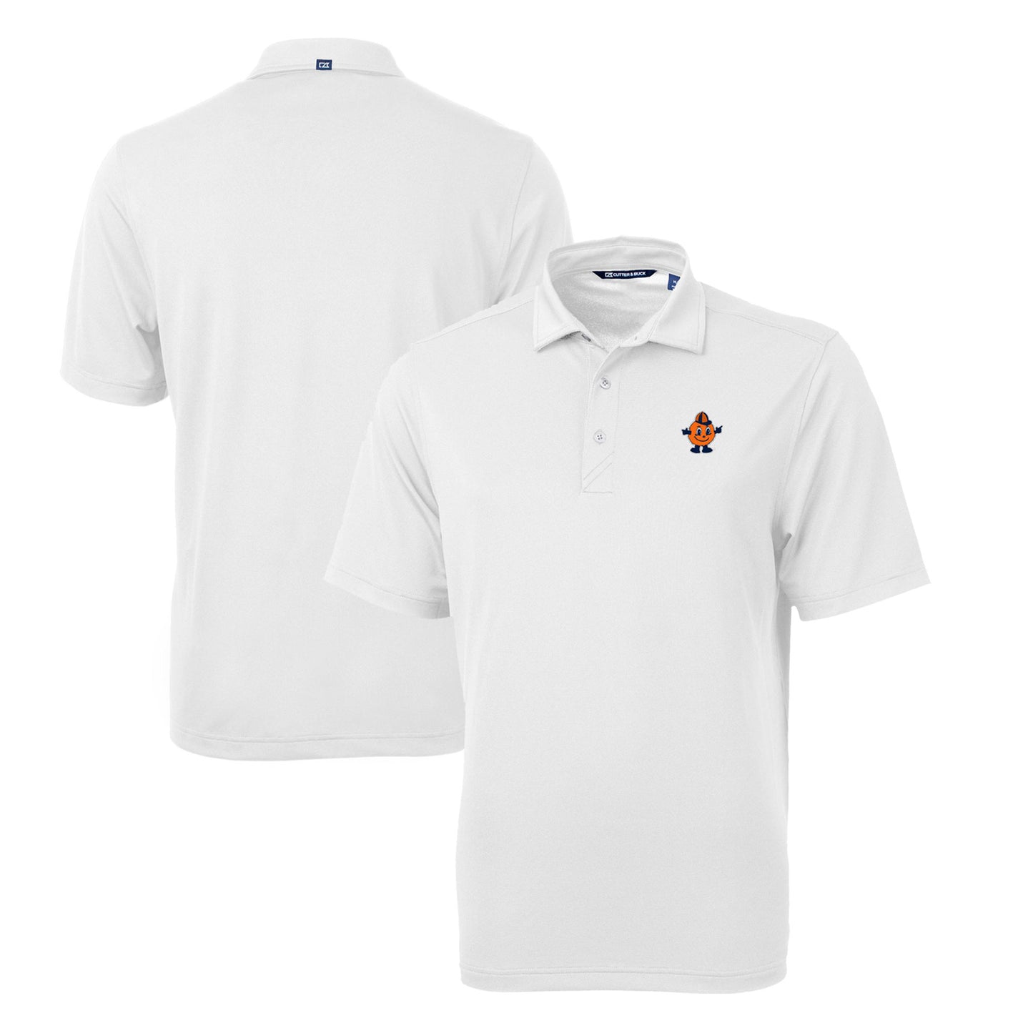 Men's Cutter & Buck White Syracuse Orange Big & Tall Virtue Eco Pique Recycled DryTec Polo