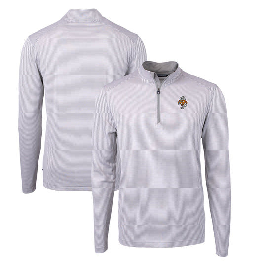 Men's Cutter & Buck Gray Tennessee Volunteers Big & Tall Virtue Eco Pique Micro Stripe Recycled Quarter-Zip DryTec Top