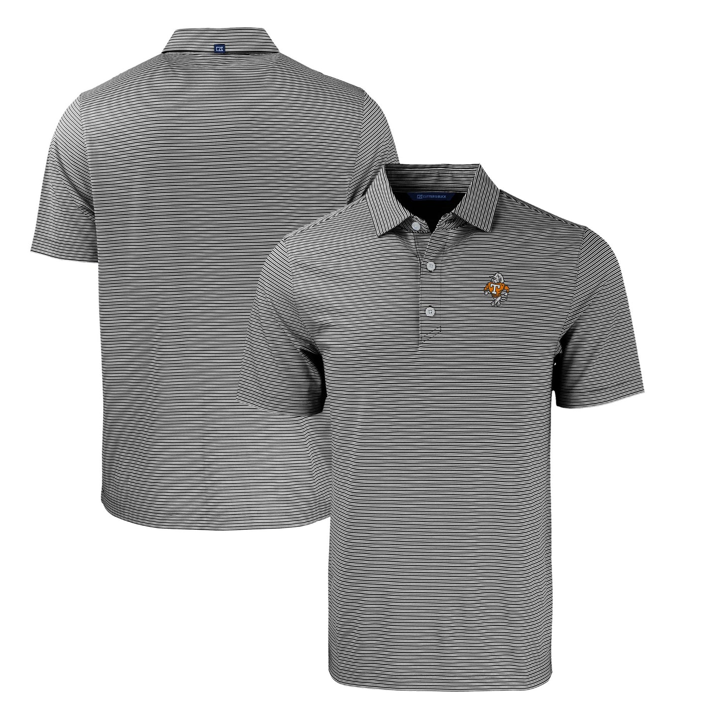 Men's Cutter & Buck Black Tennessee Volunteers Big & Tall Forge Eco Double Stripe Stretch Recycled Polo