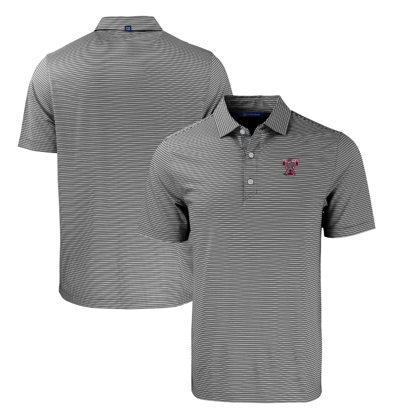 Men's Cutter & Buck Black Texas A&M Aggies Big & Tall Forge Eco Double Stripe Stretch Recycled Polo