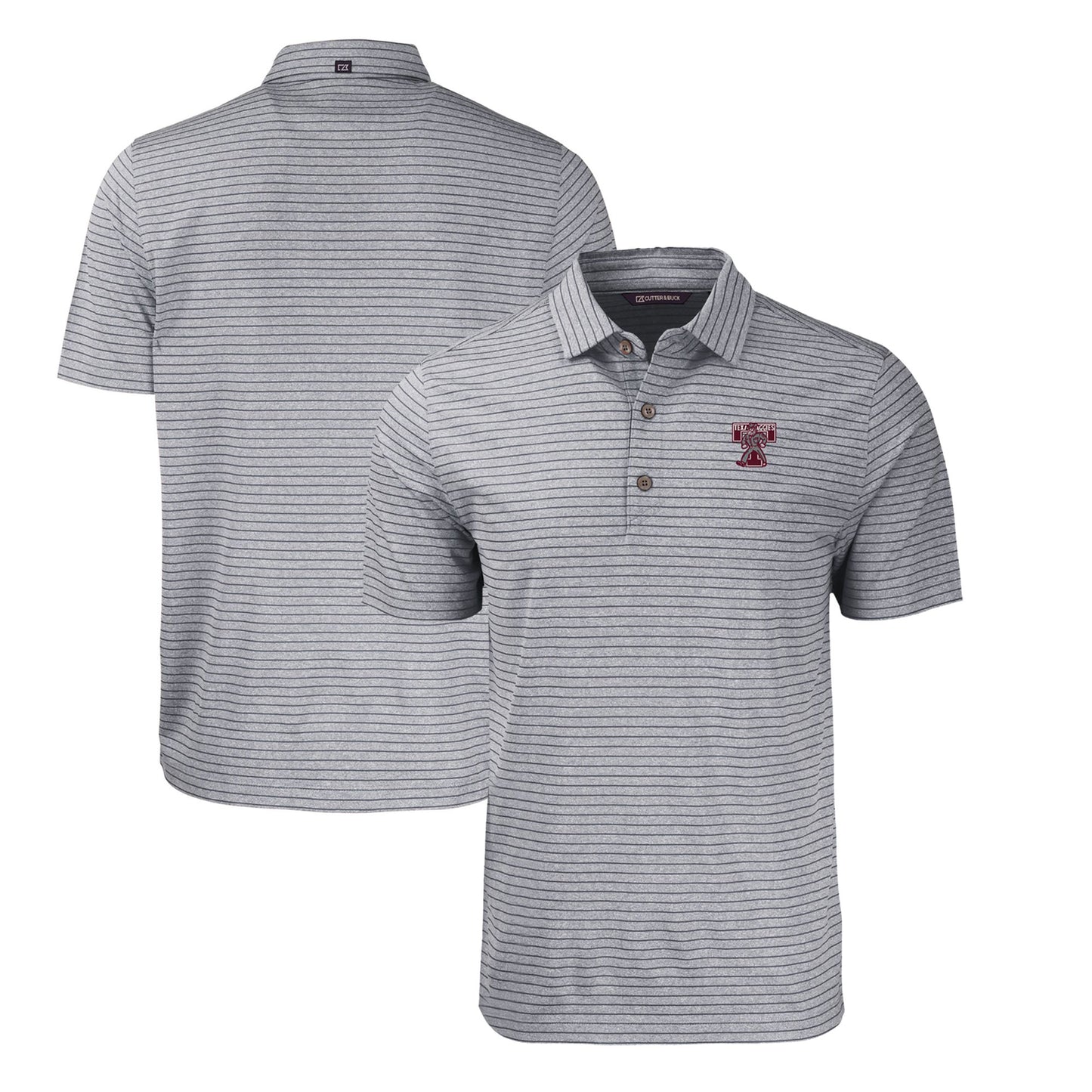 Men's Cutter & Buck Heather Black Texas A&M Aggies Big & Tall Forge Eco Stripe Stretch Recycled Polo