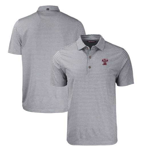 Men's Cutter & Buck Heather Black Texas A&M Aggies Big & Tall Forge Eco Stripe Stretch Recycled Polo