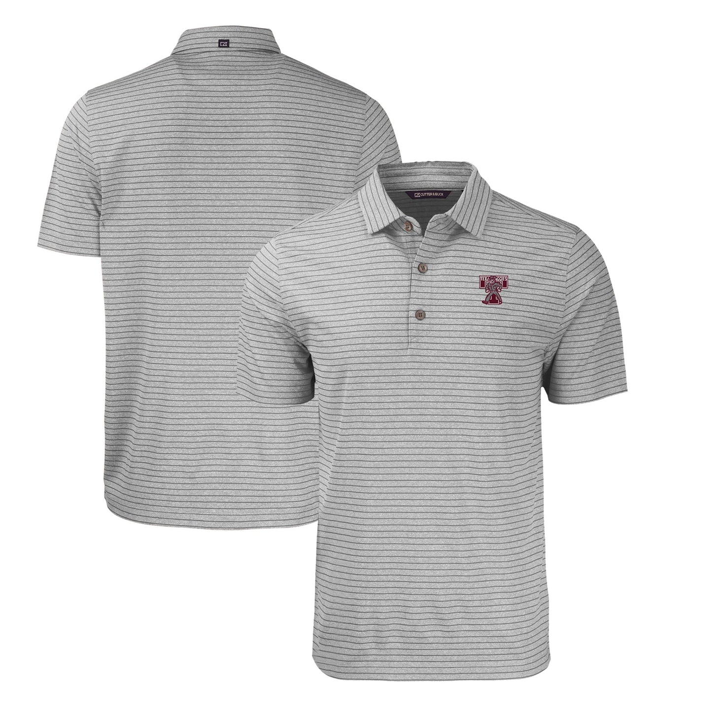 Men's Cutter & Buck Heather Gray Texas A&M Aggies Big & Tall Forge Eco Stripe Stretch Recycled Polo
