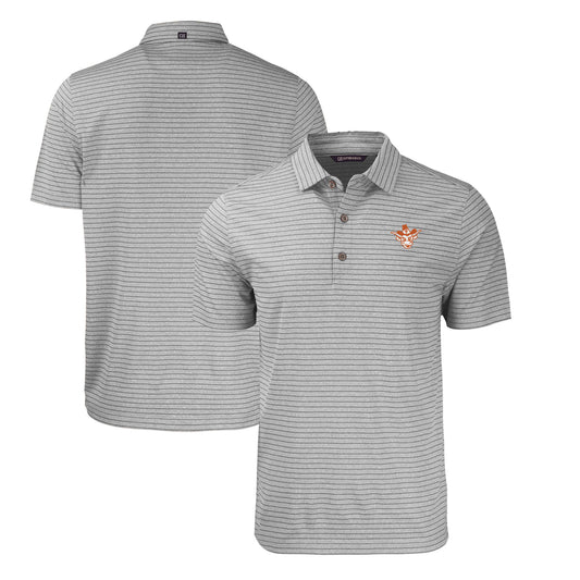 Men's Cutter & Buck Heather Gray Texas Longhorns Big & Tall Forge Eco Stripe Stretch Recycled Polo