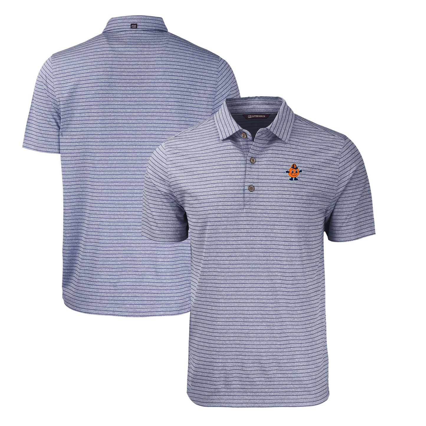 Men's Cutter & Buck Heather Navy Syracuse Orange Big & Tall Forge Eco Stripe Stretch Recycled Polo