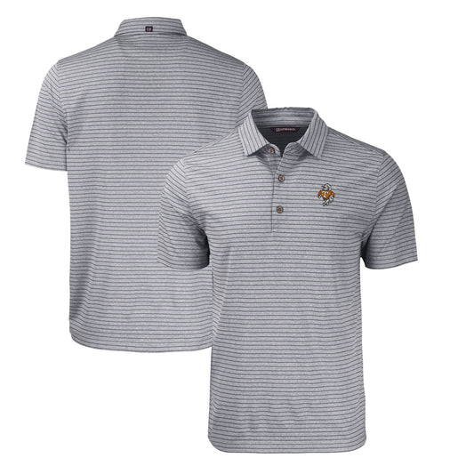 Men's Cutter & Buck Heather Black Tennessee Volunteers Big & Tall Forge Eco Stripe Stretch Recycled Polo